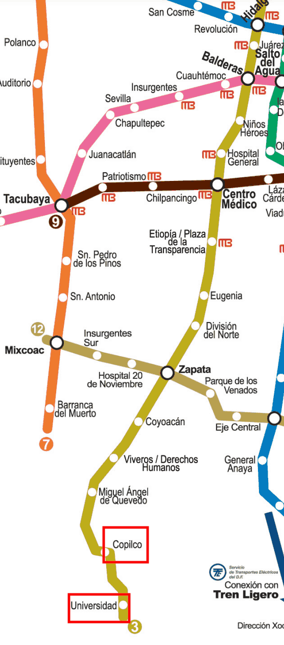 Copilco and Universidad stations.